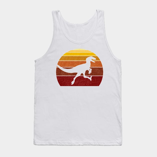 Utahraptor or Velociraptor Synthwave Sunset Sunrise Dinosaur Tank Top by FalconArt